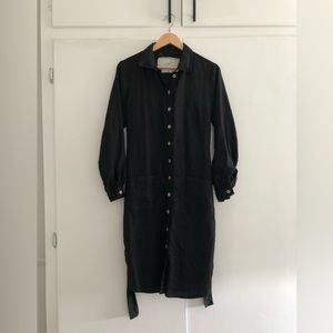 not PERFECT LINEN Ottawa button down dress in black